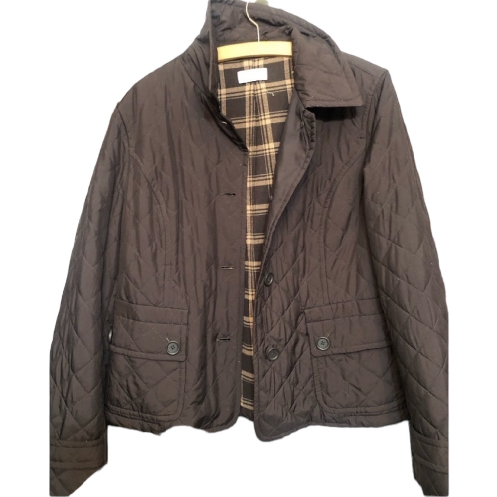 Ann Taylor size XL brown mid weight quilted jacket with flannel lining